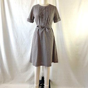 Brown Polka Dot Chest Ruffle Dress, Size 4